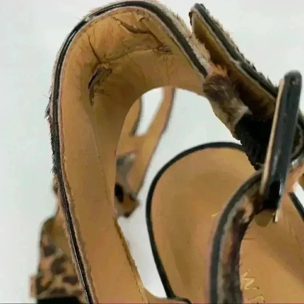 Nine West womens Fannyr heels size 8 brown cheetah calf hair platform wedges